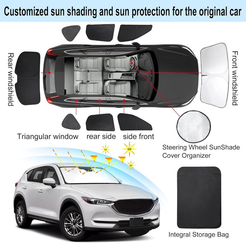 TINGLU Window Shades for Mazda CX-5 2017-2024 2025 Accessories Car Side Full Windows Rear Triangular Windshield Sun Shade Sun UV Rays & Privacy Protection for Camping,Napping,and Relaxing 8PCS - Image 3